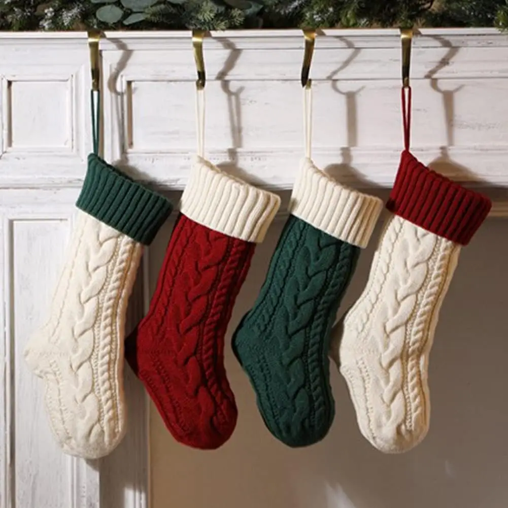 Nanou Christmas Stockings 18" Knitted Christmas Socks Family Holiday Decorations Great Big Stockings for Gift to Family