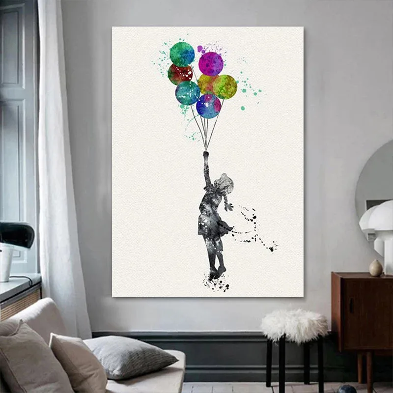 

Banksy Graffiti Art Balloon Girl Canvas Paintings Posters and Prints Wall Art Pictures for Living Room Home Decoration Cuadros