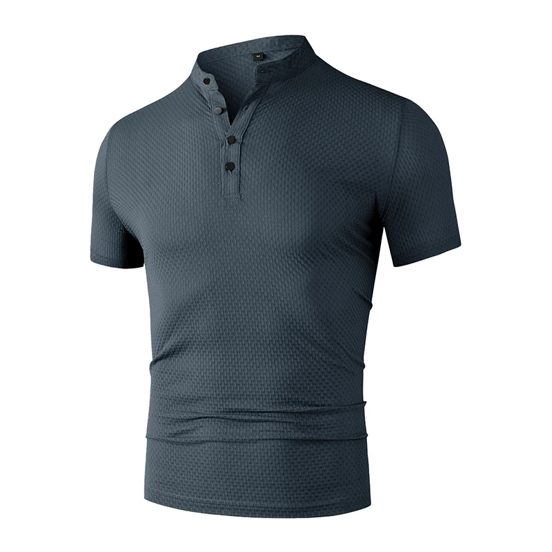Hochelastisches Herren-Poloshirt mit Waffelstruktur, knitterfrei, Business-Casual, Kurzarm, für unterwegs. – Detail 22