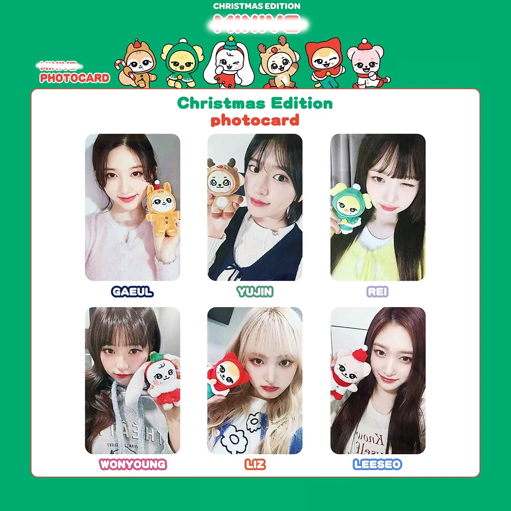 

6Pcs/Set KPOP IVE MINIVE Christmas Edition Photocards Wonyoung Gaeul LIZ Rei Double-Sided Postcard LOMO Cards Fans Collection