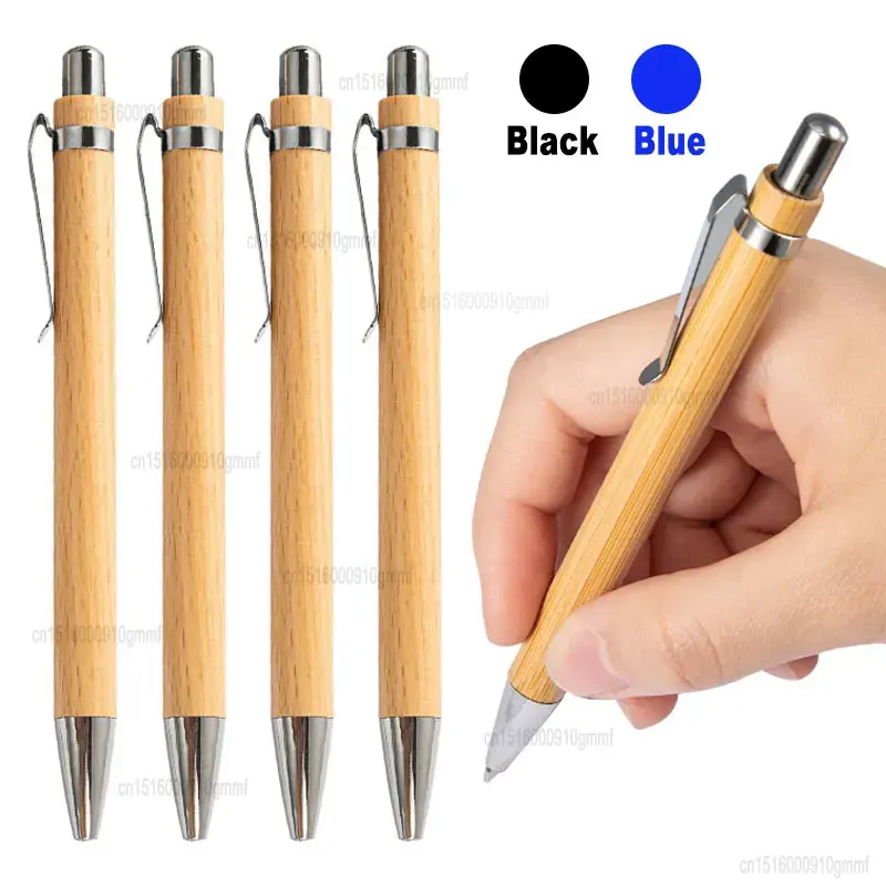 2/4/8/10/20/30/50Pcs Bamboo Wood Ballpoint Pen 1.0mm Bullet Tip Blue Black Ink Office School Writing Business Signature Ball Pen