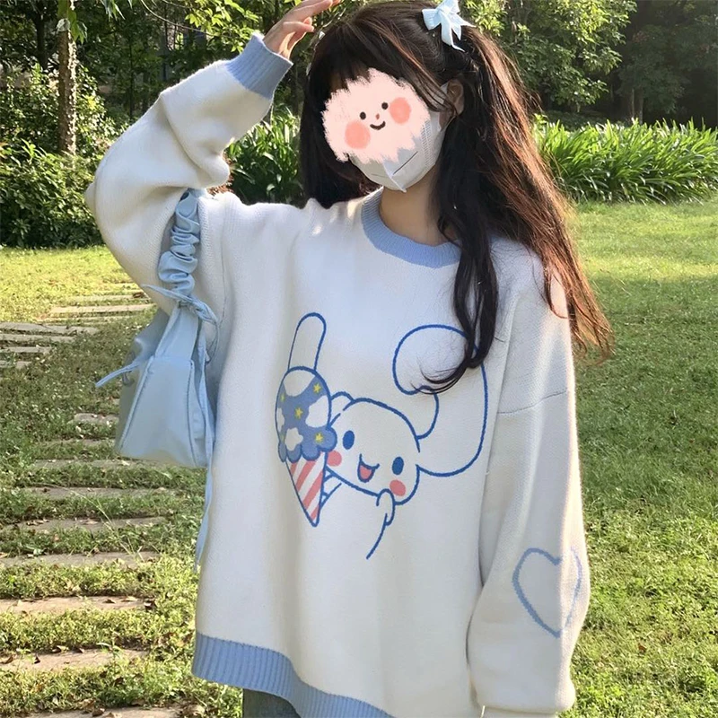 

Cinnamoroll Sanrio Kawaii Anime Sweater Female Cute Cartoon My Melody Student Long Sleeve Coat Autumn Winter Toys for Girls