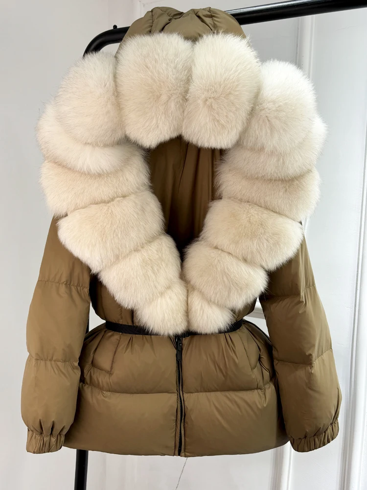 Janveny 2024 Winter Puffer Jacket Women Real Fox Fur Hooded Thick Warm 90% White Duck Down Coat Female Parkas Waterproof 5