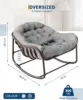 Oversized Rocking Chair,Wicker Rattan Relax Chair with Water-Resistant Cushion Sturdy Metal Frame for Sensory Comfort