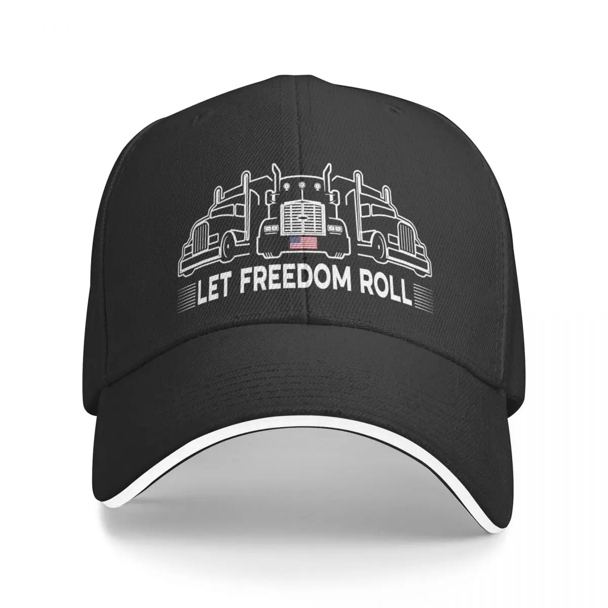 

Truckers For Freedom 2022 Let Freedom Roll American Flag Trucker Convoy Trucker Convoy Trucker Rally Baseball Cap