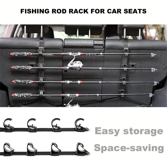 1 Set 4-Position Car Rod Holder Universal Front/Rear Seat Fishing Pole Rack Adjustable Clamp Mount Compact Tackle S 1
