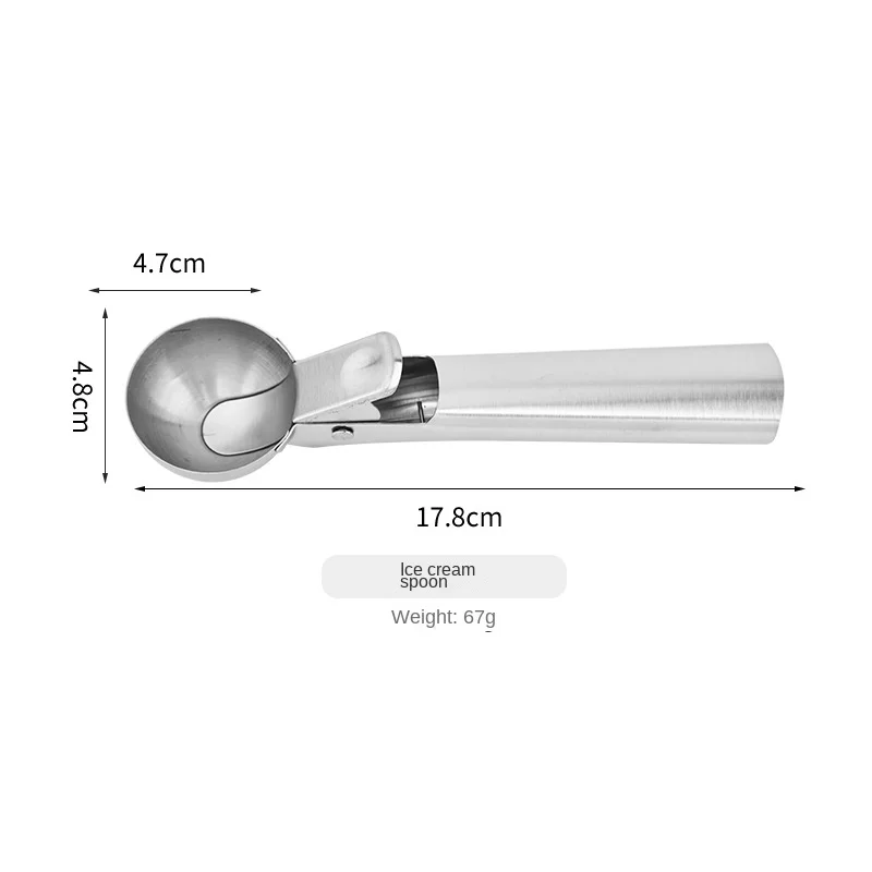 Stainless steel cream dipper household ice cream spoon push-type fruit watermelon ball scooper spoon