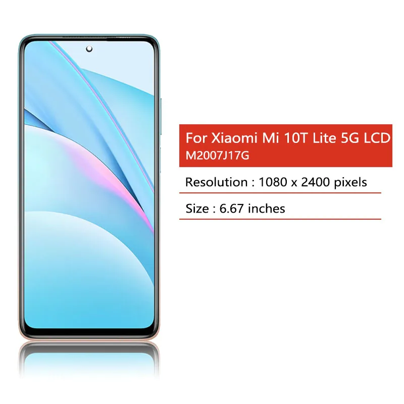 Écran LCD Complet + Vitre Pour Xiaomi Mi 10T Lite 5G - Couleur Rose - Kit Avec Outils Et Colle - Neuf