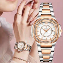

2022 WWOOR Top Brand Luxury Crystal Women's Watches Designer Square Ladies WristWatch Rose Gold Quartz Sports Clock montre femme