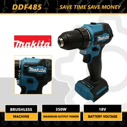 Makita 18V DDF485 10MM LXT Compact Cordless Tool Screwdriver Impact Brushless Driver Rechargeable Brushless Electric Power Drill