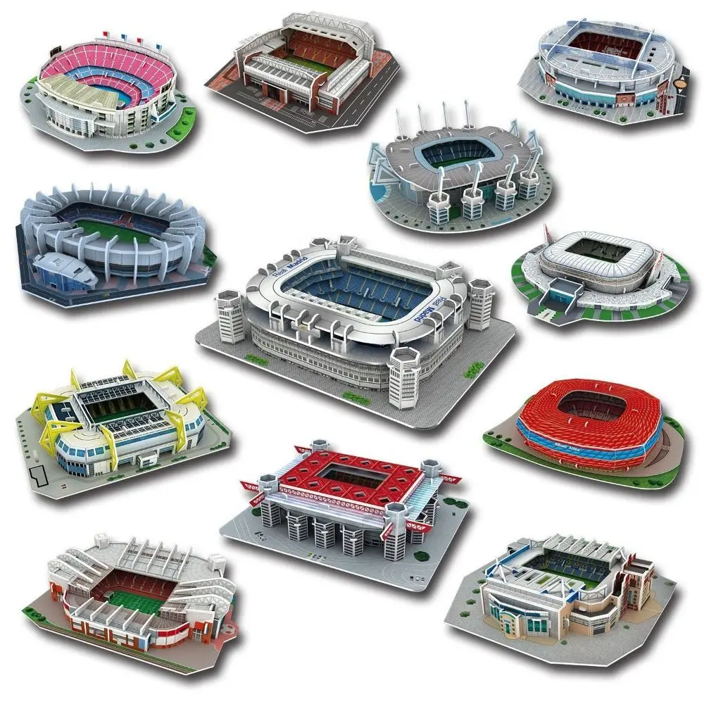 DIY Miniature Football Stadiums Large Model Paper 3D Soccer Stadium Puzzle Assemble Prince Park Stadium Birthday Gifts