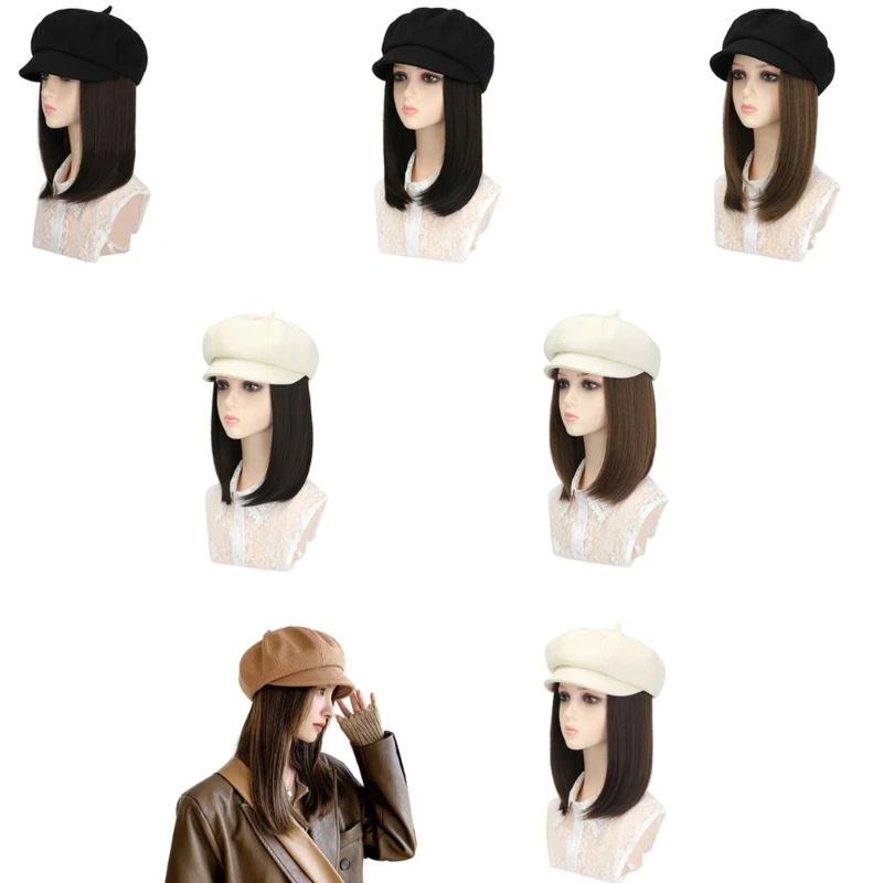 

Winter Octagonal with Long Straight Hair Women Detachable Hat Dropship