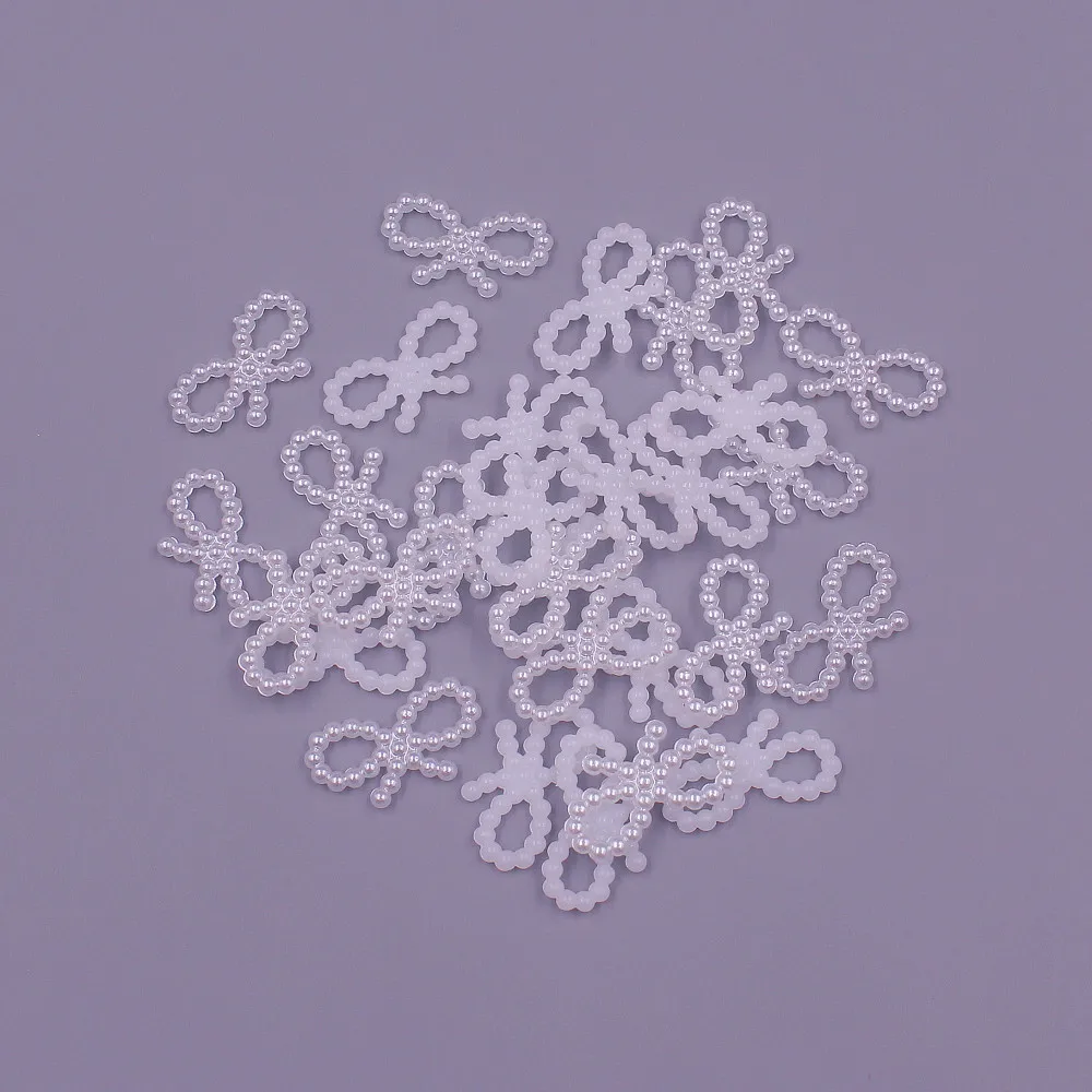 Mix color 100pcs 10x18MM bowknot Shape ABS Imitation Pearls Flatback Beads For Art Scrapbooking Jewelry garment Making