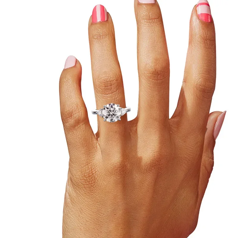 4 Carat Moissanite Engagement Ring For Women 925 Sterling Silver 3-Stone Wedding Anniversary Jewelry