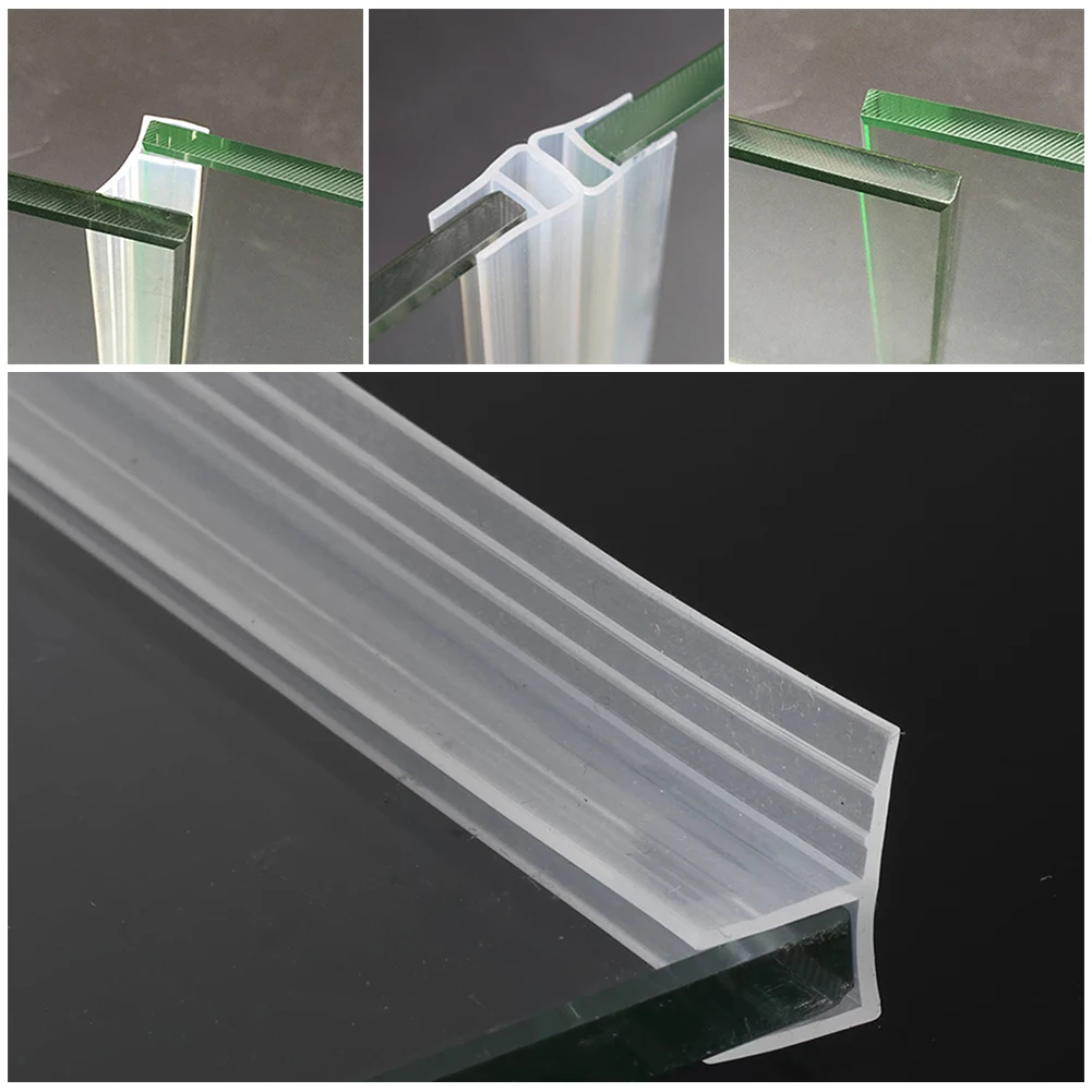 Silicone Seal Strip 2M 6/8/10/12mm Seal Strip Screen Door Bathroom Shower Water Silicone F/U Shape Door Draft Blocker Acoustic Insulation Strip