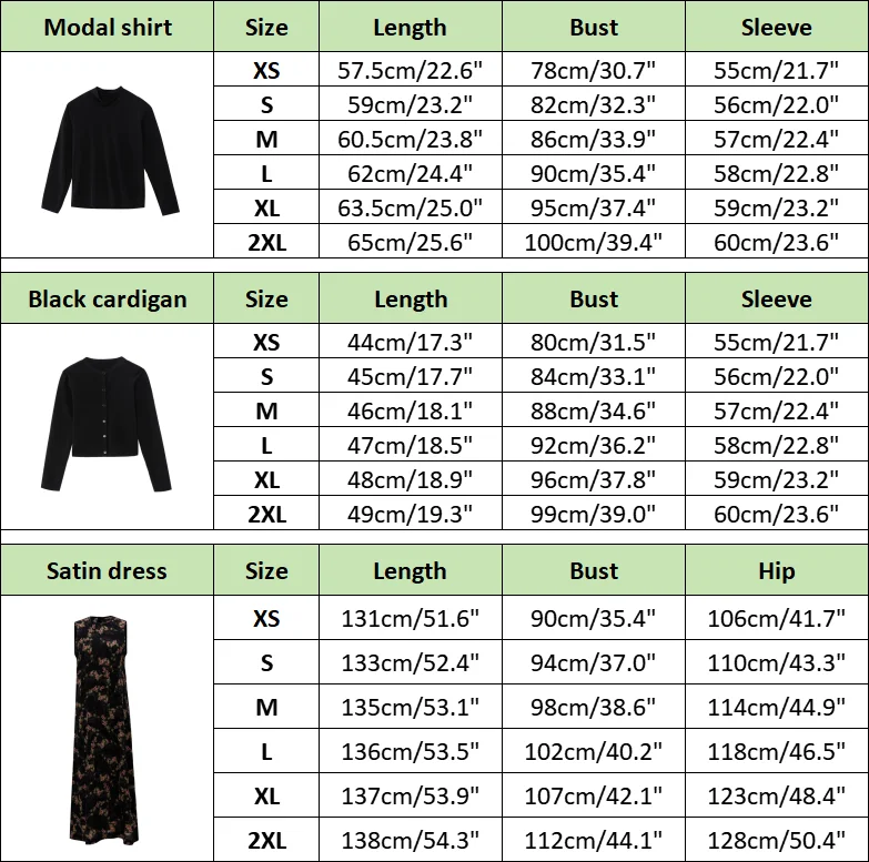 Satin Dress  Knitting Cardigan Set - Womens Autumn Winter Fashion