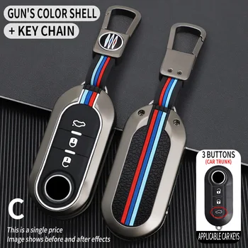 Custodia per chiave auto in lega di zinco Shell Fob per FIAT 500 Ducato panda Punto 500L lancia musa per Citroen jumper per Peugeot Boxer - Custodia per chiave auto in lega di zinco Shell Fob per FIAT 500 Ducato panda