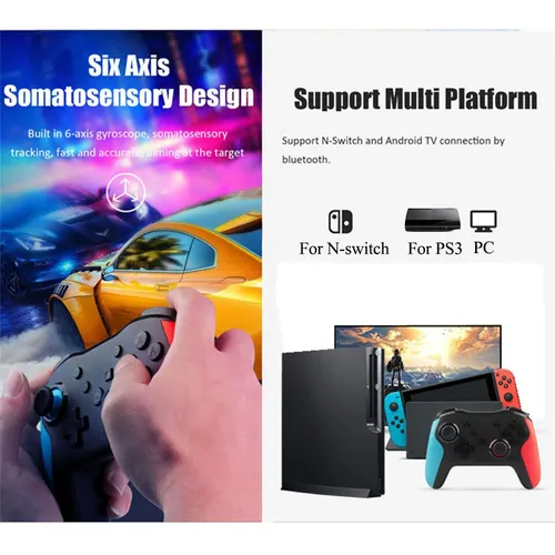 GAMINJA NS009 블루투스 게임 컨트롤러 무선 게임 패드 닌텐도 스위치 콘솔 PS3 PC 윈도우 7 10 듀얼 진동 조이스틱 3
