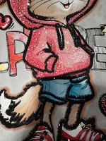 Oversized Rhinestone Rabbit mid-length half-sleeved top 100% cotton women's short-sleeved T-shirt - Image 6