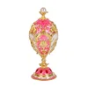 QIFU Beautiful Metal Luxury Pink Faberge Egg Trinket Box for Home Decor 3