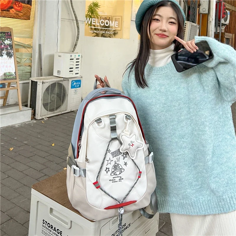 Casual Softback Large Capacity Nylon Backpacks Soft Handle 2024brand Bags for Women Canvas Interior Compartment Zipper Backpacks 4