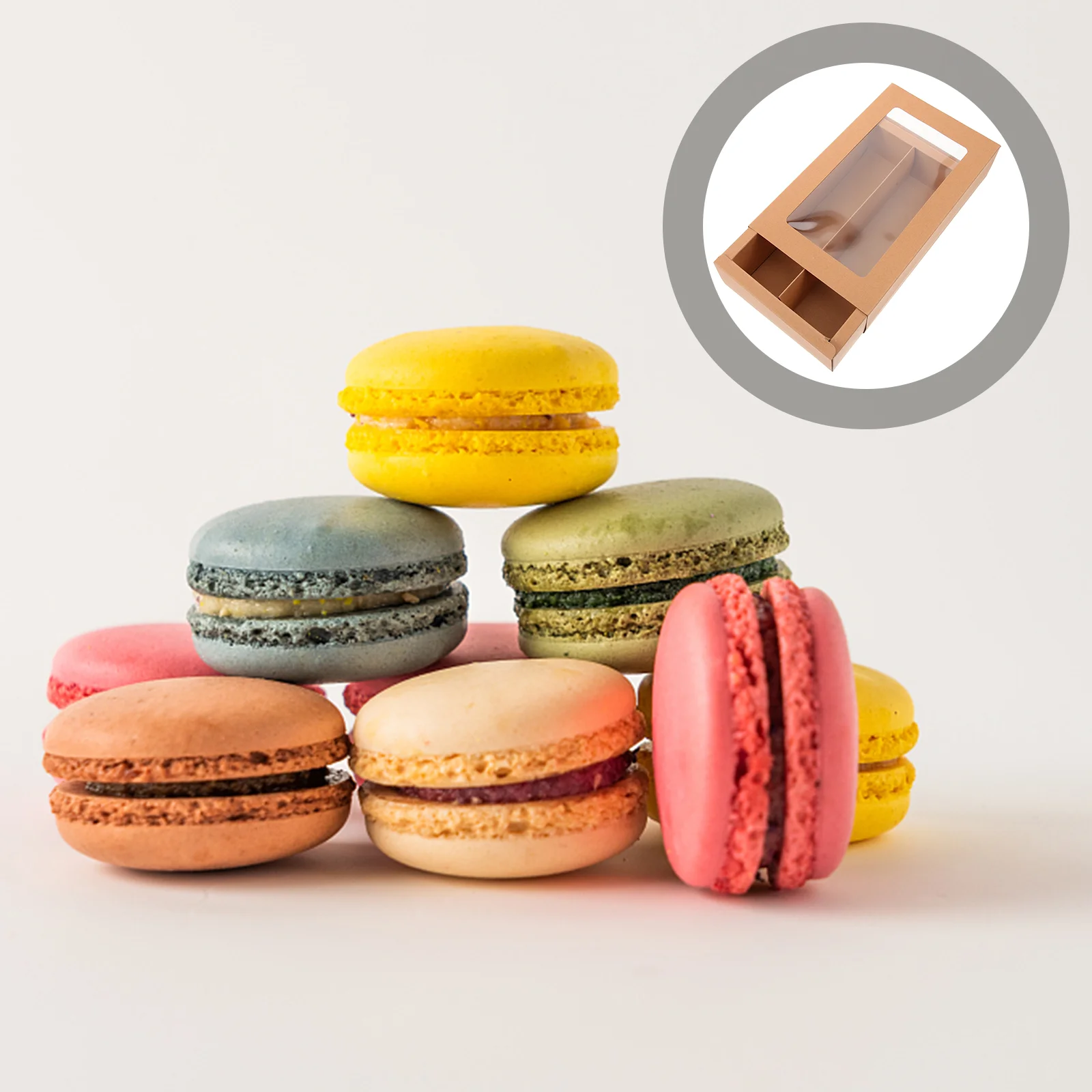 

12pcs Macaron Packing Boxes Bakery Muffins Chocolate Biscuits Boxes with Window