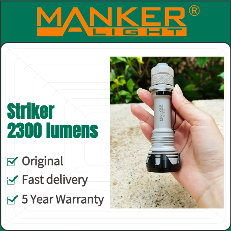 Фонарик Manker Striker, 2300 лм, перезаряжаемый тактический фонарик, расстояние луча 500 м