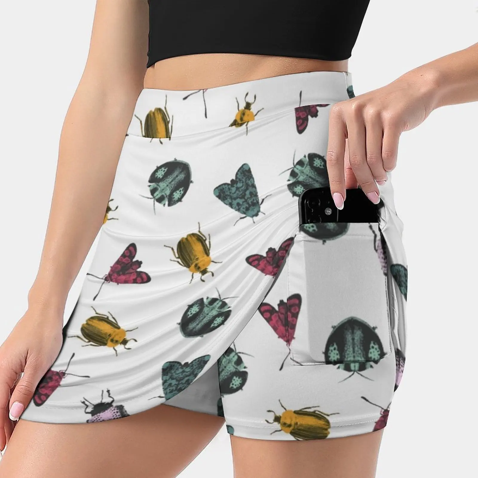 

Bugs New Women Skirts Double-Layer Printed Short Dress Mini Sport Skirt Bug Bugs Insect Insects Color Colors Colour Colours