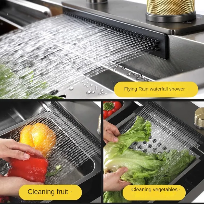 Nordic Metal Kitchen Sinks for Bar Counter Smart Digital Display with Cup Washer Sinks Light Luxury Design Sink for Dining Room 4