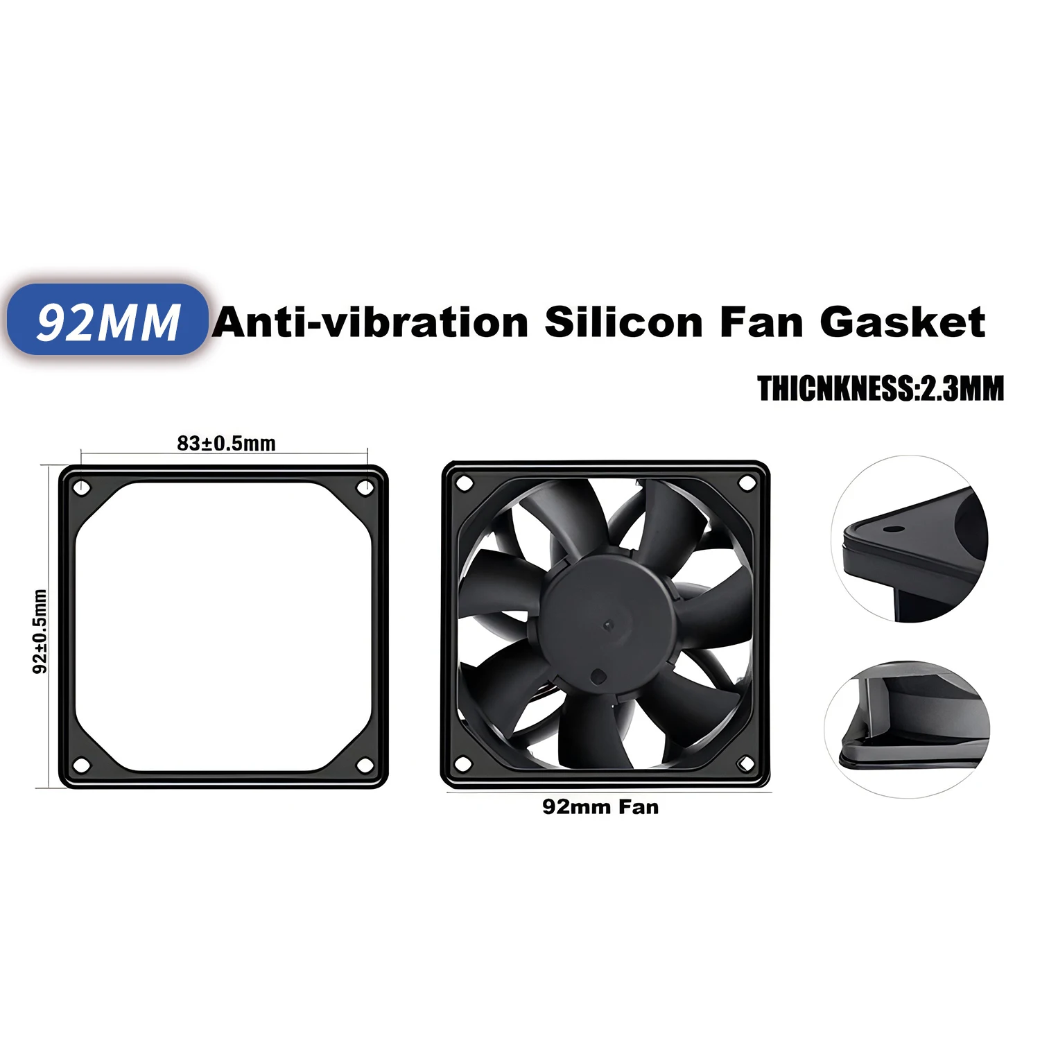 1/2PCS 80mm 92mm 120mm 140mm 방진 실리콘 팬 가스켓 소음 감소 충격 가스켓 패드 PC 컴퓨터 케이스 팬