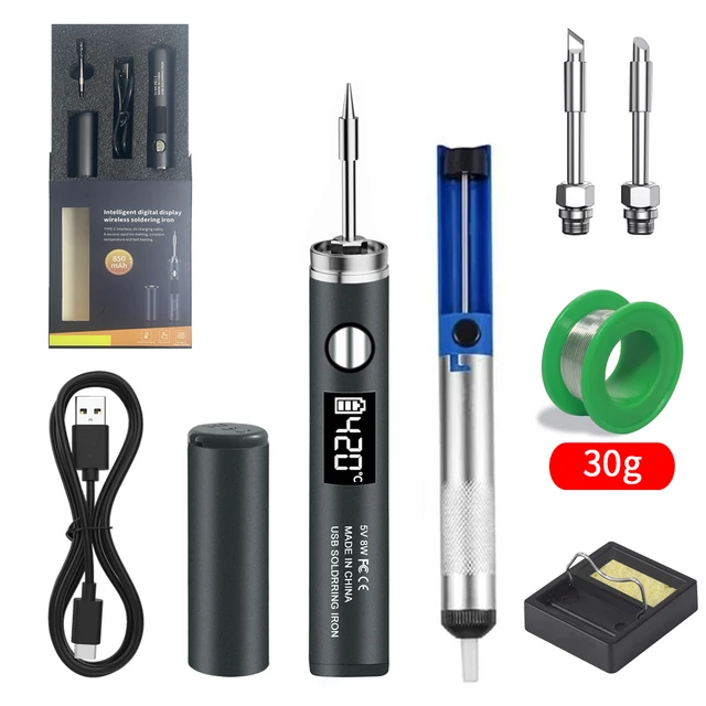 Fer à souder USB 5V 8W avec batterie au lithium, outils de soudage de réparation portables, fer à souder électrique, station de soudage, fil à souder 1