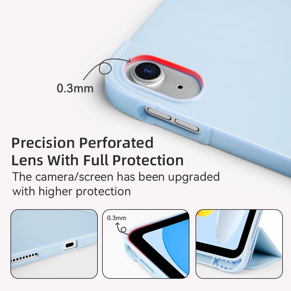 Shockproof Tablet Case with Side Pencil Holder and 3-Fold Cover