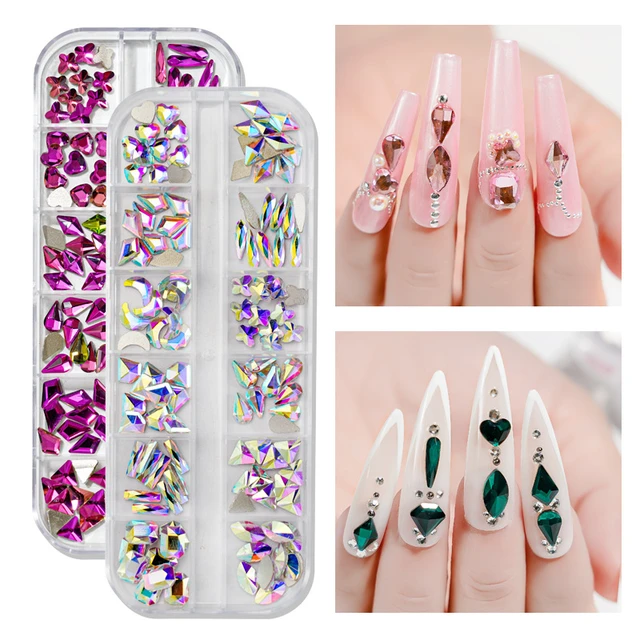 12IN1 Crystal Nail Rhinestones Kit Green Patrick's Day Round Flat Back  Mixed Shapes Rhinestone Nail Art DIY Gem Bead for Girls - AliExpress