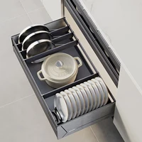 3 ชั้นตู้ครัวภายในOrganizerดึงชั้นวางจานMulti-Functionช้อนส้อมตะกร้าลิ้นชัก 3