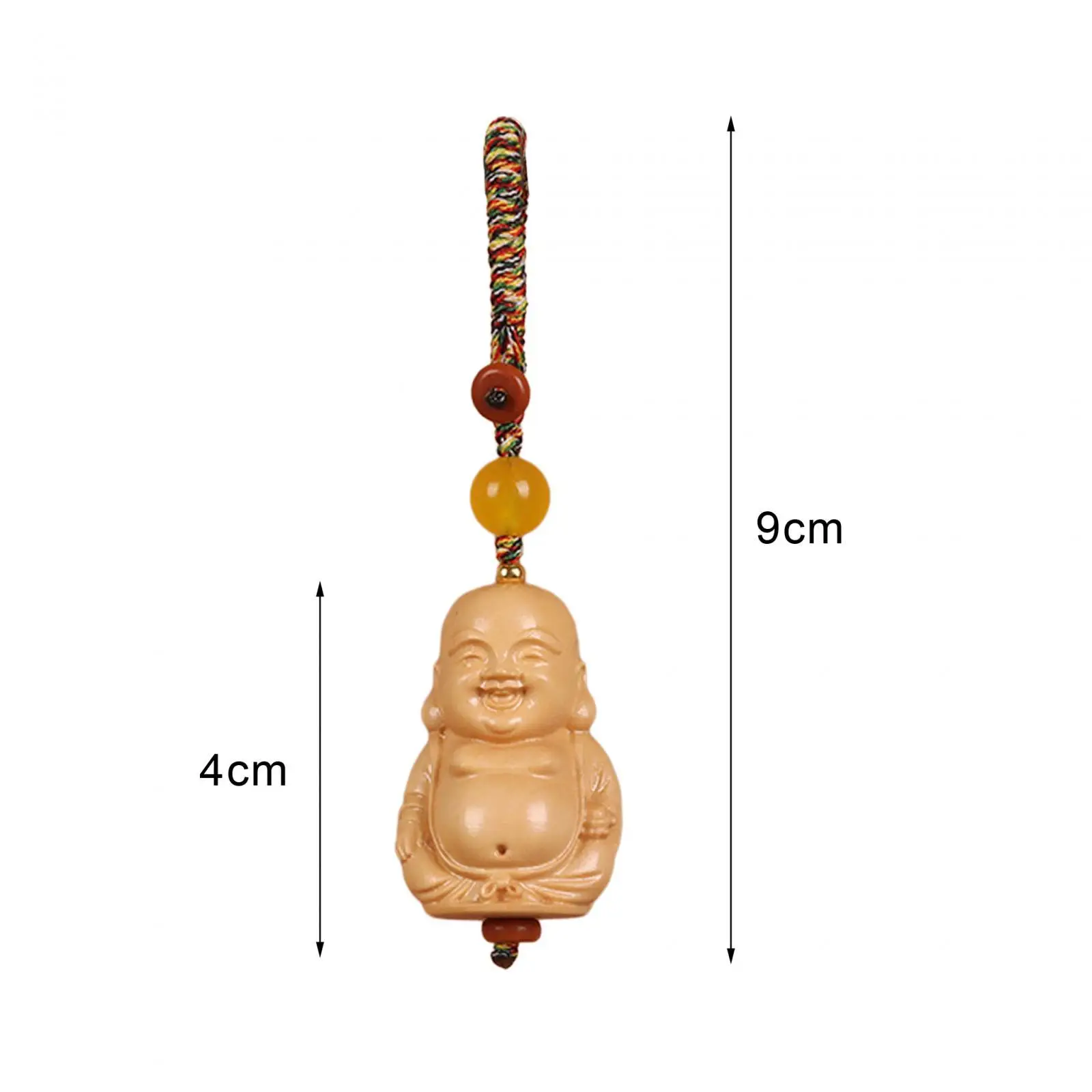 9cm Wooden Buddha Statue Keychain Multifunctional Handmade for Men Women Meaningful Gift Buddha Sculpture Craft Hanging Ornament