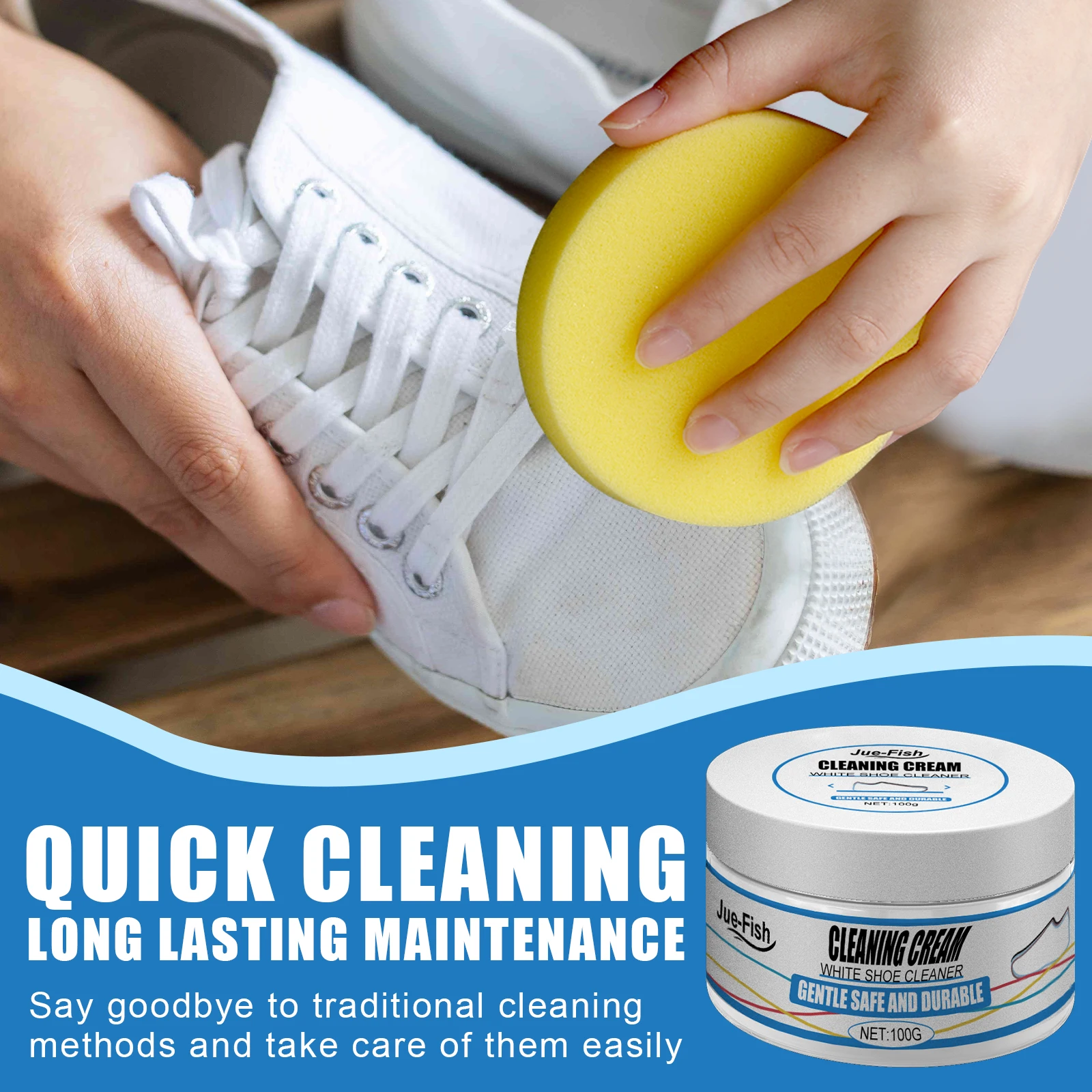 Jue Fish Small White Shoe Cleaning Cream One Wipe Is A White Artifact  Disposable Sports Canvas Shoes To Clean And Remove Stains