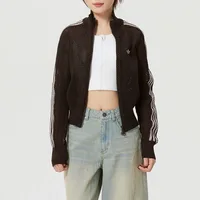 adidas Originals Veste cardigan de sport décontractée en maille ajourée à col montant, tendance et polyvalente pour femme KE0202 3