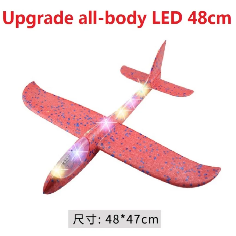 48cm LED DIY Foam Aeroplane Model Hand Throw Flying Glider Planes Party Bag Fillers Kids Game foam plane