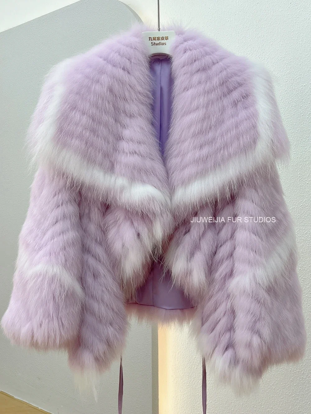Large Lapel Contrast Coat Short Female 2023 Winter New Woven Real Fox Fur Cute Fashion Fluffy Young Women's Clothing Thick Warm