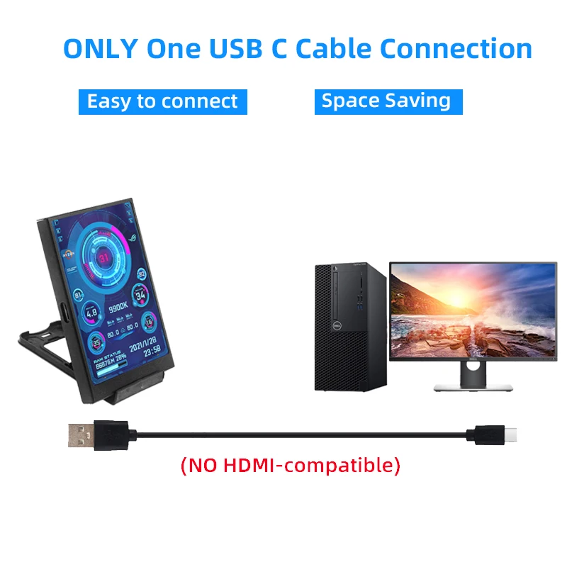 Ips tipo c Tela Secundária Cpu do Computador Gpu Ram Monitor Hdd Display Usb Usb Nenhum Aida64 Lcd para Windows 10 11 35 - Imagem 3