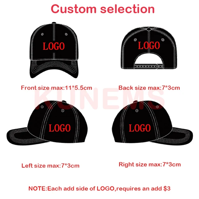 KUNEMS Custom Logo Brand Caps Fashion Quality Cotton Baseball Cap for Women and Men DIY Design Embroidery Hats Unisex Wholesale 2