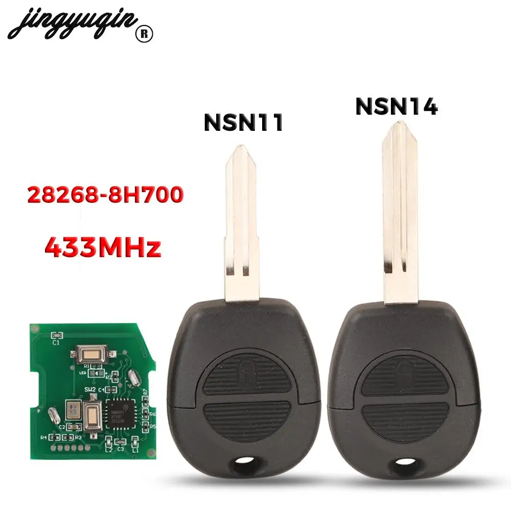 Jingyuqin 28268-8H700 433MHz สําหรับ Nissan Patrol NAVARA X-Trail Serena Primera Micra Almera ไม่มีชิป 2BT รีโมทกุญแจรถ FOB