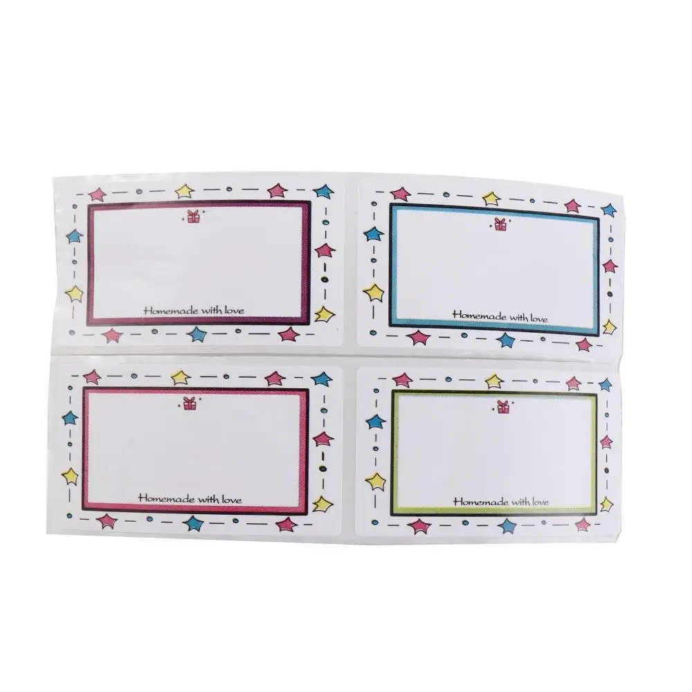 250Pcs/Roll Blank Kitchen Name Label Sticker Color Border Handwritten Adhesive Label Rectangle Seasoning Jar School