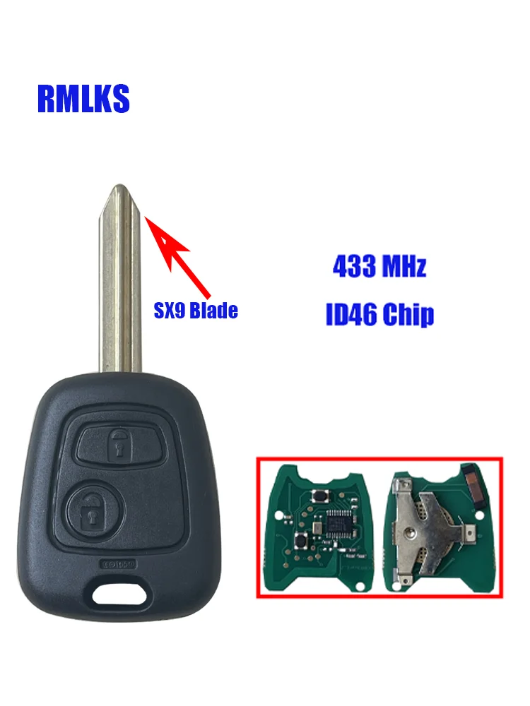 Remote Control Car Key 433MHz ID46 Chip For Citroen Saxo Picasso Xsara Berlingo SX9 Blade 2 Button Key Fob