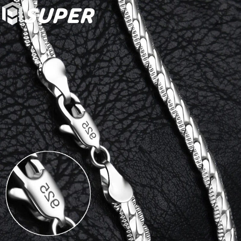 Doteffil S925 Sterling Silver 6mm Side Chain Necklace Gold 8/16/18/20