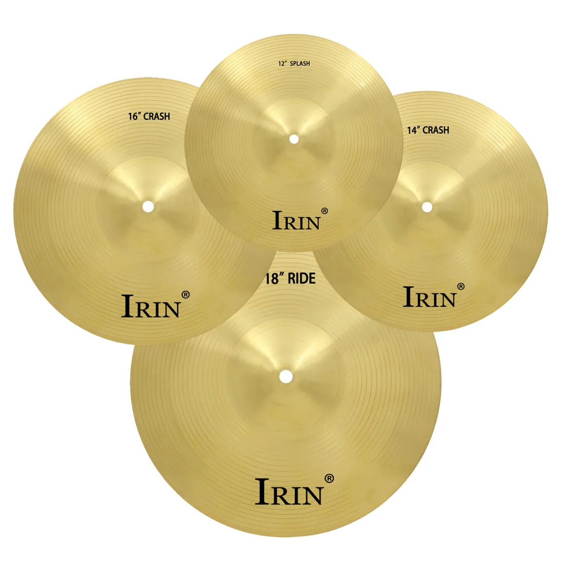 IRIN 4-Piece Cymbal Set 12/14/16/18-Inch Hi-hat Cymbals Replacement Parts For Shelf Drums Percussion Parts and Accessories