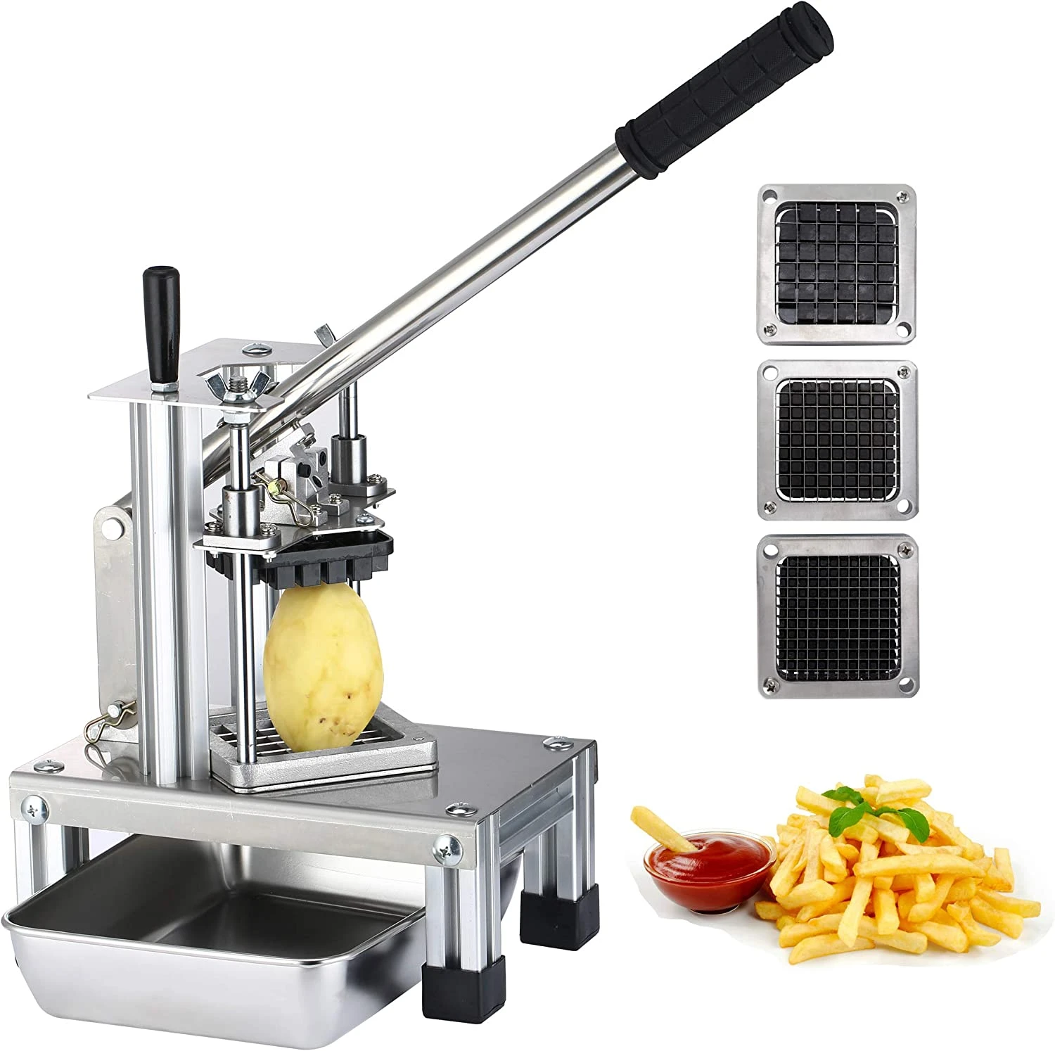 Commercial Grade Potato Slicer With Extended Handle And Food Plate