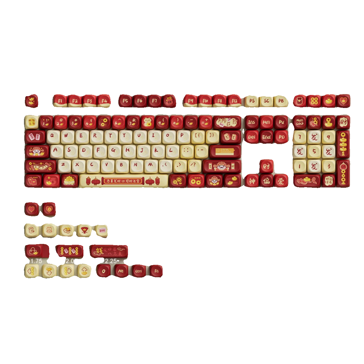 Chinesethe God of Wealth Keycaps Teclados Acessórios Teclados Teclados Teclados Pbt Sublimação Cnc Perfil Moa - Imagem 2
