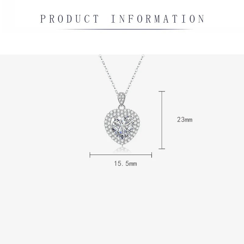 Ailodo Luxury Cubic Zirconia Heart Pendant Necklace For Women Romantic Engagement Wedding Necklace Fashion Jewelry Girls Gift 2