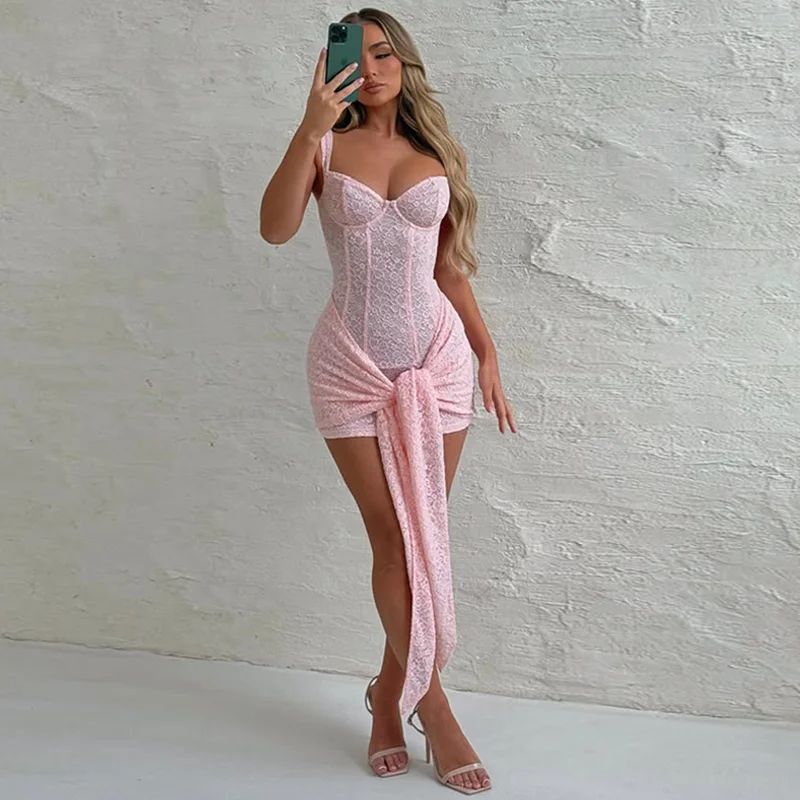 Hugcitar Frauen Fashion Floral Print Straps Patchwork Bandage Zipper Sexy Bodycon Mini Kleid Sommer Outfit Festival Nachtclub – Detail 15